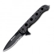 Canivete CRKT com corta cinto e quebra vidro. Empunhadura em FRN. 