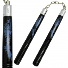 Nunchaku madeira bastões estriados dragão azul