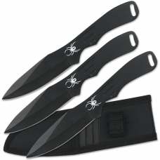Conjunto com 3 facas de arremesso Perfect Point spyder bowie black