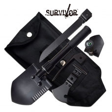 Pá Multifuncional Survivor com 5 Funções 