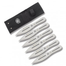 Faca de arremesso Smith & Wesson prata, conjunto com 6 facas