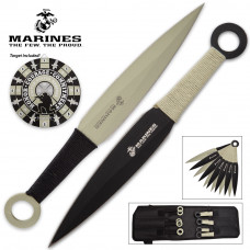 Conjunto de arremesso USMC com 12 facas, bainha e alvo